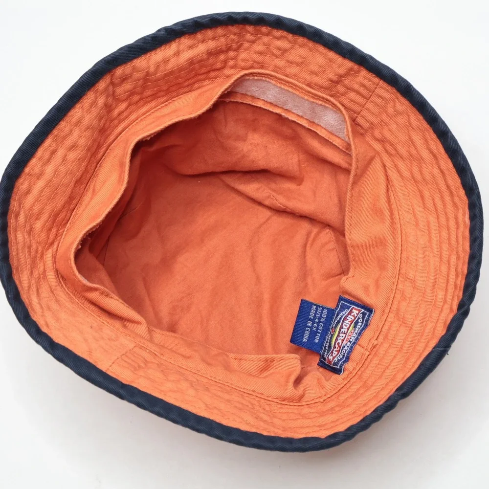 VTG 90s Y2K Orange Floral Bucket Hat Kids 4-6X Blue Hibiscus‎ Flowers Kindercaps